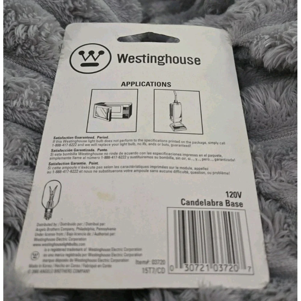 Westinghouse‎ Appliance Light Bulb 15 W T-7 Candelabra Base 1000 Hours